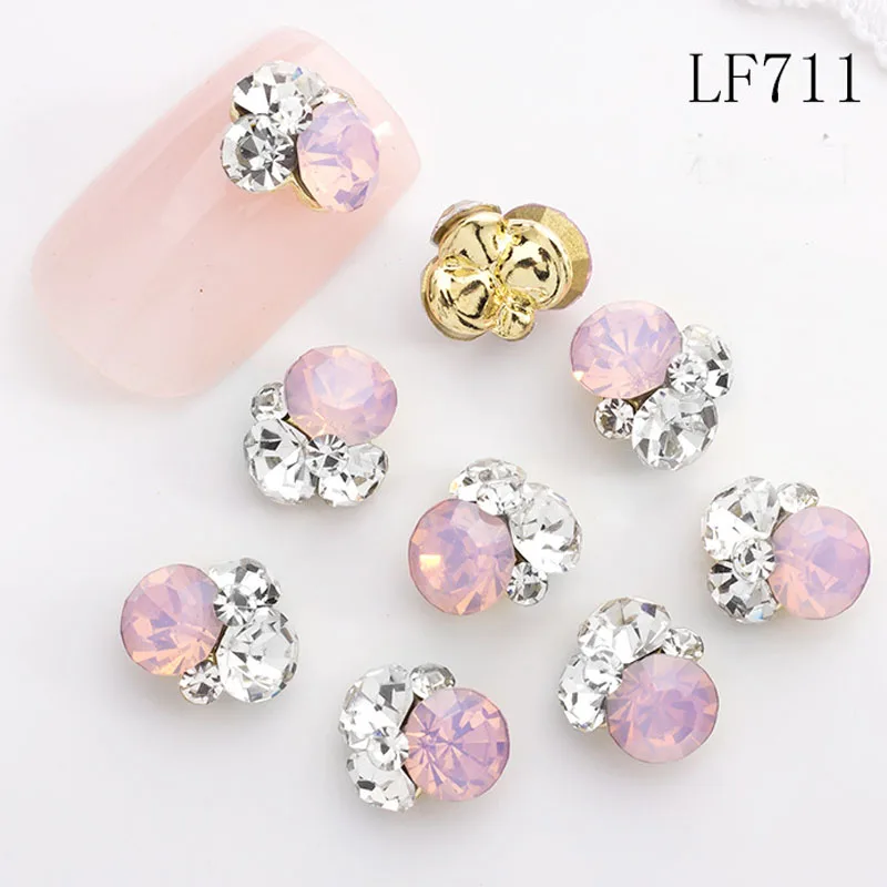 10pcs/pack 3d Crystal Nail Stones 8.6*7.6cm Gold Bottom AB Protein Glitter Diamond Pile Drill Alloy Nail Jewerly Rhinestones#11 2