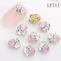 10pcs/pack 3d Crystal Nail Stones 8.6*7.6cm Gold Bottom AB Protein Glitter Diamond Pile Drill Alloy Nail Jewerly Rhinestones#11 2