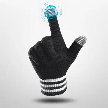 

Winter Autumn Men Knitted Gloves Touch Screen High Quality Male Thicken Warm Wool Cashmere Solid Gloves Men Mitten Business