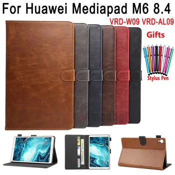 

Premium Leather Case for Huawei MediaPad M6 8.4 VRD-W09 VRD-AL09 Smart Auto Sleep Wake Shockproof Flip Cover Shel l + Pen