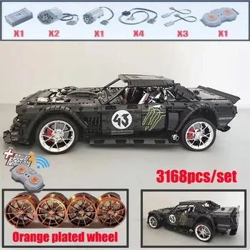 

New 1965 Ford Mustang Hoonicorn Racing Car fit Technic MOC-22970 FIT 20102 F-150 F100 building block bricks diy kid toys gift