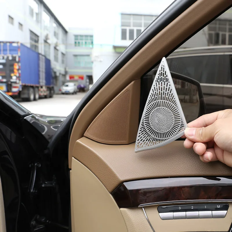 

For Mercedes-Benz S-Class 2008-2013 Aluminum Alloy Car Door Tweeter Net Audio Speaker Cover Decoration Sticker Car Accessories