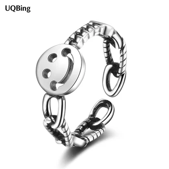 

Vintage How Round Smile Face Women Silver 925 Rings For Friends Gifts Jewelry