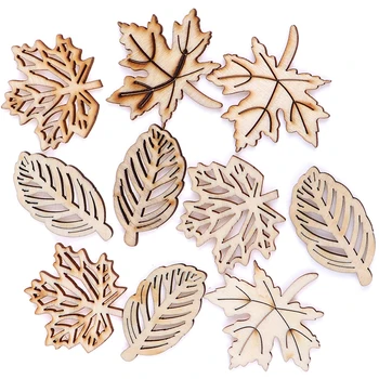 

10pcs/lot Mix Leaf Natural Wood Chips Embellishments Scrapbooking Crafts Supplies Handmade Leaves Art Graffiti Button