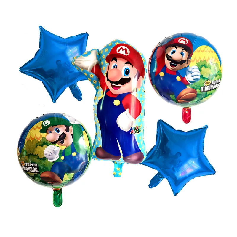 13 шт./лот 60*45 см воздушные шары "Супер Марио" 18 дюймов синий красный Звезда круглые шары День рождения Mario Bros Mylar воздушный шар украшения - Цвет: 5pcs mix 2