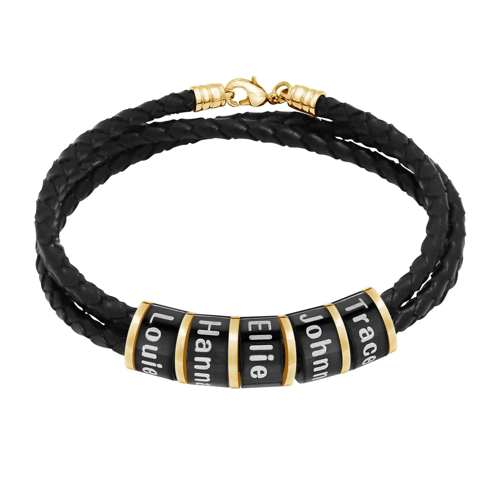 homens, pulseira trançada, nomes familiares personalizados, presente masculino personalizado