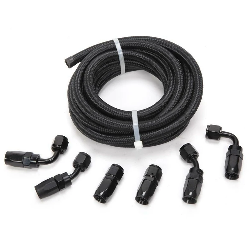 7PCS AN6 -6AN Fitting Stainless Steel Braided Oil Fuel Hose Line Kit 12Feet | Автомобили и мотоциклы