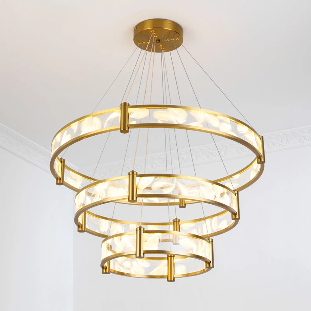 

fancy design living decoration led chandelier feather lamp AC110V plafonier led dining bar light