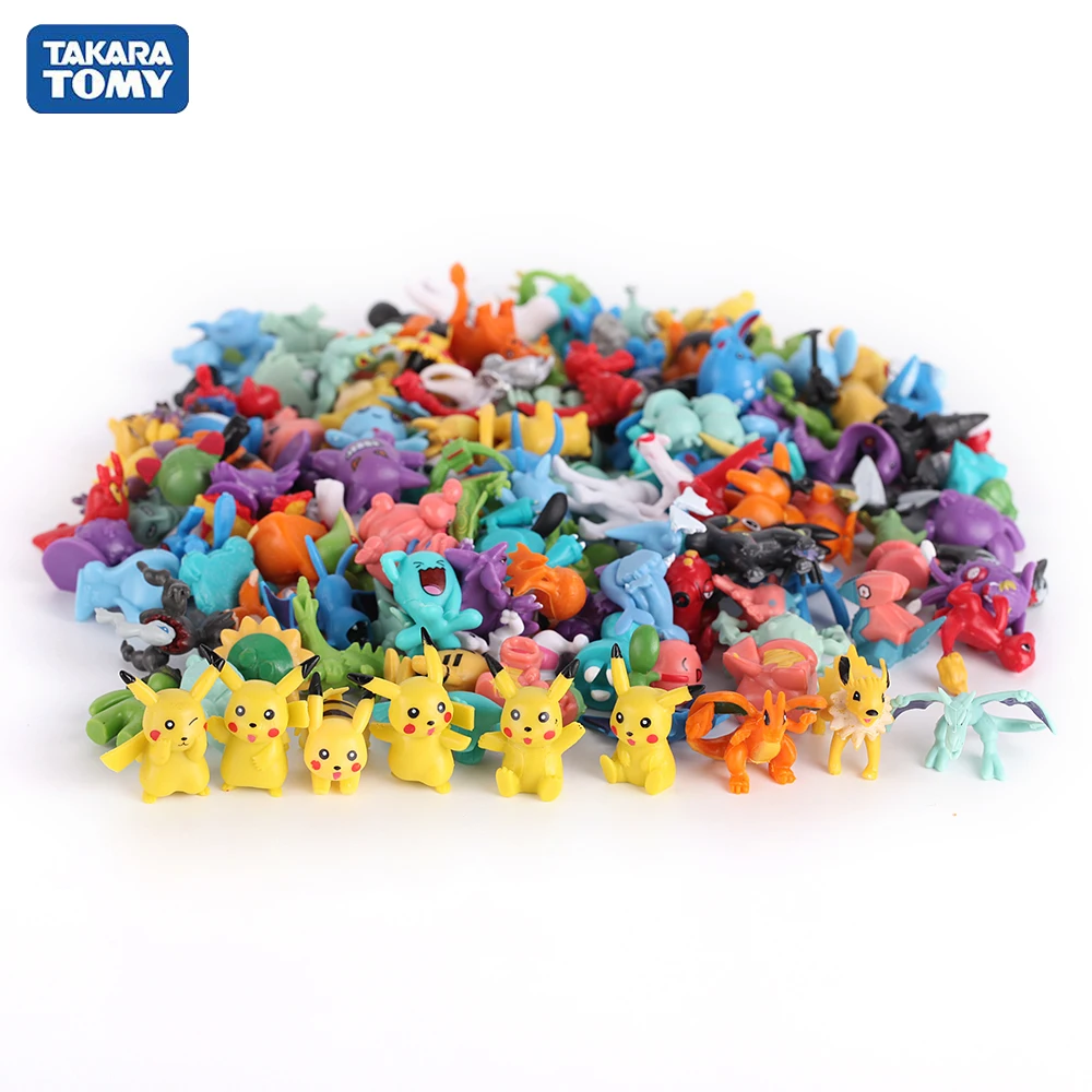 Figuras de acción de Pokémon para niños, modelos de 24-144 uds, Mini figuras de juguete, juguete de Anime Pikachued, muñeca de regalo de cumpleaños de 2-4cm