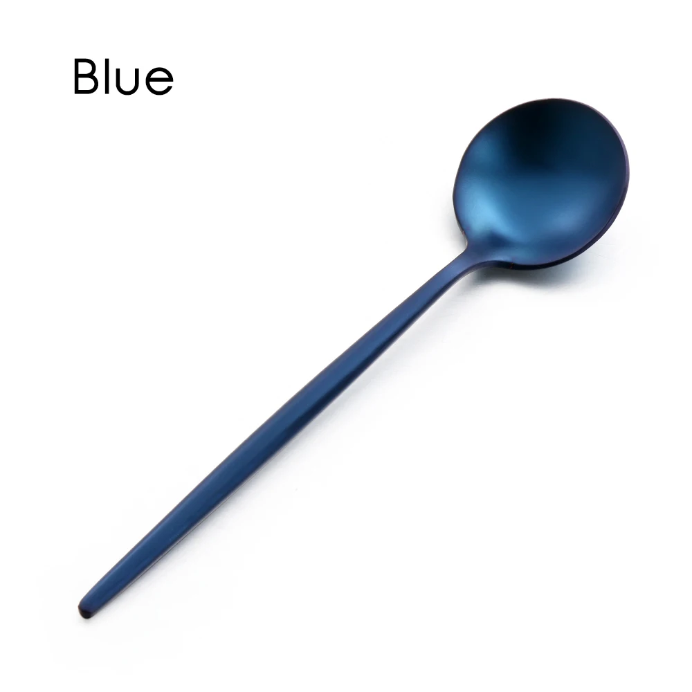 blue 1 шт. чайная ложка из нержавеющей стали для питья кофе Десерт небольшой Совок столовая посуда для перемешивания Столовые приборы Бытовые кухонные аксессуары - Цвет: blue