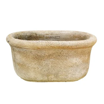 

Flower pot Planter flower pot Oval Rustic outdoor concrete-Stone 60x40x40cm.