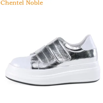 

Brand Chentel Spring Thick Shoes Woman Leather Casual Shoe 2019 Round Toe High Bottom Zapatillas Mujer White Black 35-40 Size