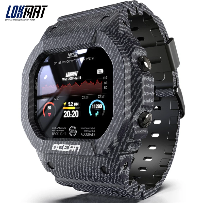 

LOKMAT OCEAN Fitness Tracker Remote Control Smart Wristband Men IP68 Waterproof Smart Watch for Android IOS reloj