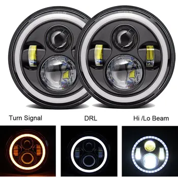 

2PCS 7 Inch 45W Round LED Headlights Halo Angle Eyes For Jeep For Wrangler For JK LJ TJ CJ Headlights Off-road Work Light