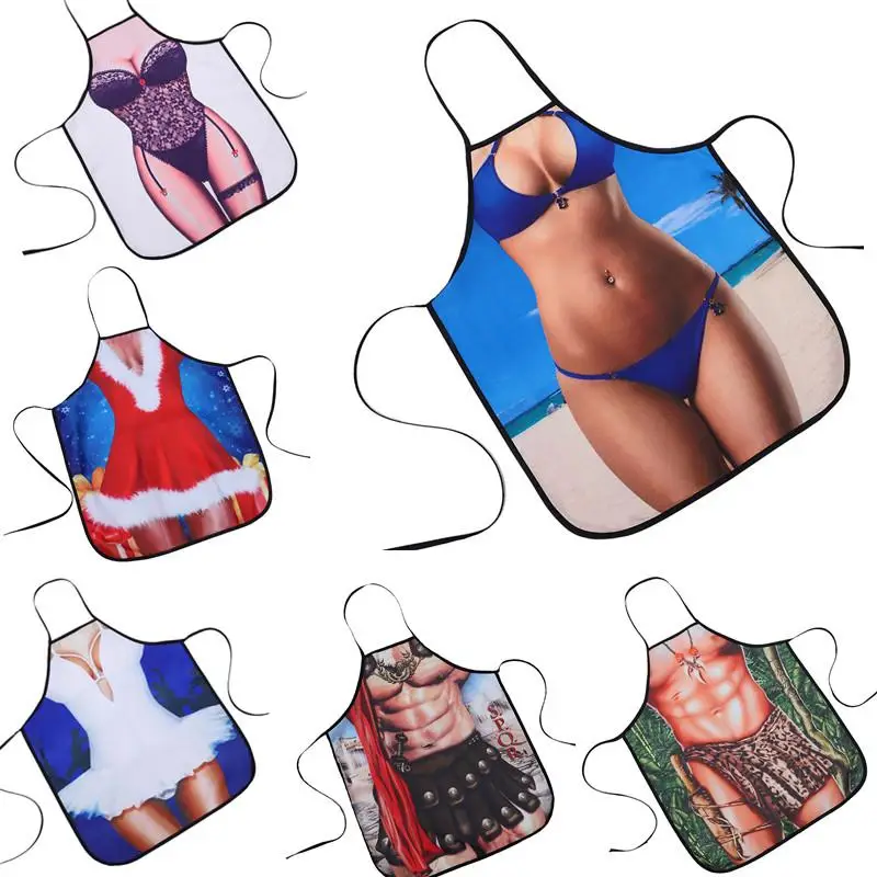 Kitchen Sexy Apron Woman Funny Pinafore Cooking Baking Party Cleaning Cute Aprons for Christmas Apron WQ63