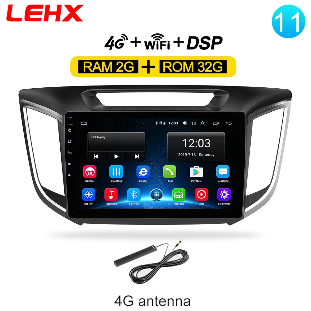 LEHX Android 8,1 ram 2 ГБ+ 32 ГБ 2 Din Автомобильный Радио Мультимедиа Видео плеер gps навигация для hyundai Creta ix25- с Dvr - Цвет: LE-IX25-32-4G