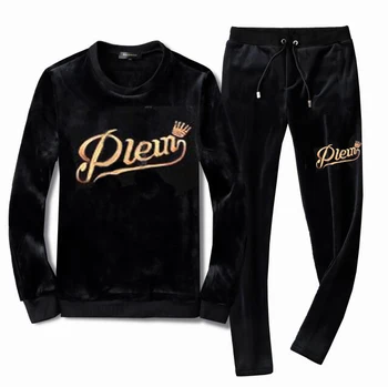 

Men's Velour Velvet Sport Sweatshirt Tracksuit Track Suit Outwear 2PC Jacket Coat Pants Trousers Sets Outfits