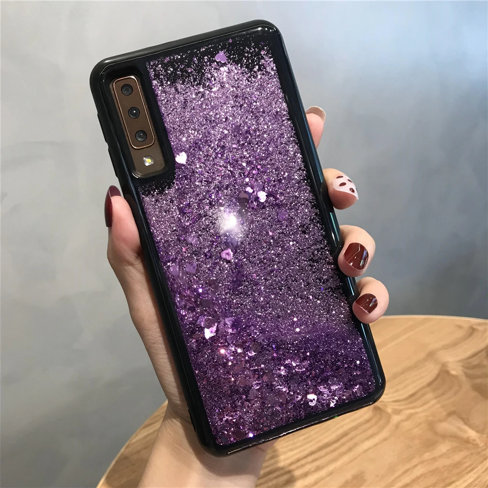 

Black Silicone Bumper Dynamic Liquid Quicksand Case For Samsung Galaxy A7 A9 2018 A10 A30 A40 A50 A70 A80 Cover TPU Phone Cases