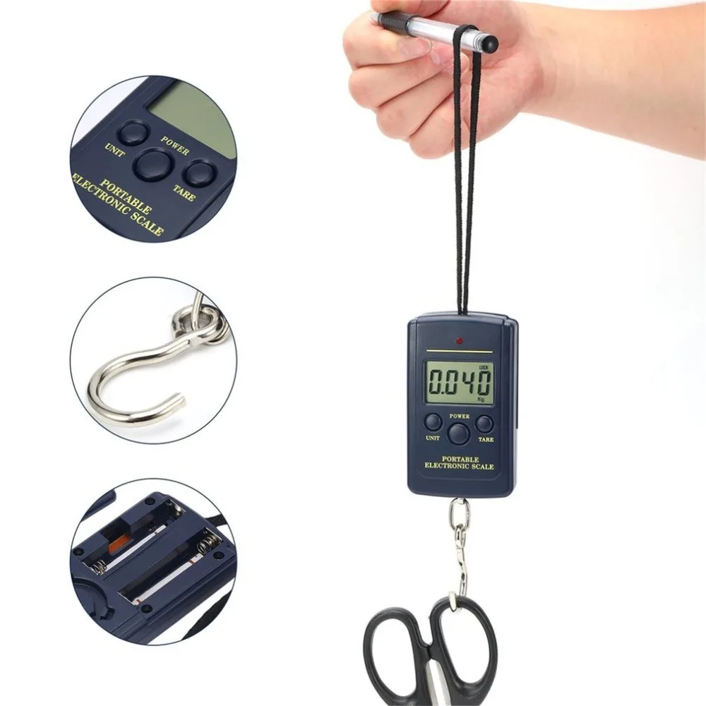 

Durable Portable 40kg/10g LCD Digital Display Electronic Hanging Fishing Digital Pocket Weight Hook Scale Pocket Size