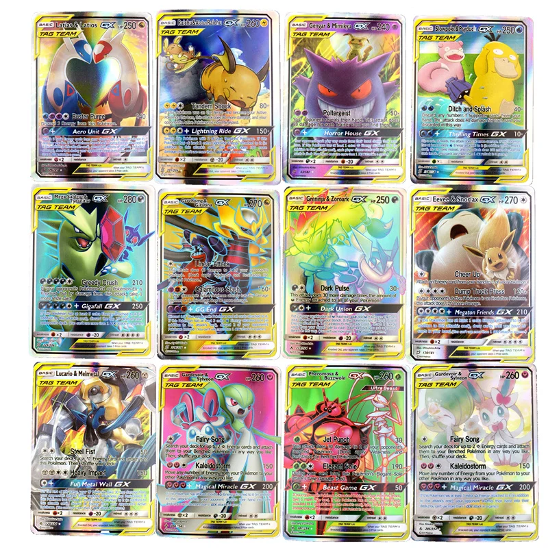 Лучшие продажи сияющие карты Pokemones игры битва карт 25 50 100 шт торговые карты игры Детские игрушки