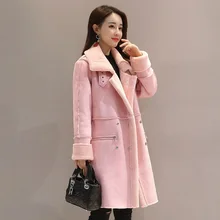 Зимняя новая Женская Корейская версия свободной толстой хлопковой куртки в длинном абзаце пальто из меха ягненка deerskin хлопок