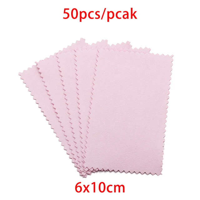 10-50pcs Polish Polishing Cloth Silver Color Cleaning  Polishing Cloth Soft Clean Wipe Wiping Cloth For Silver Gold Jewelry Tool Pink 6x10cm 50Pcs