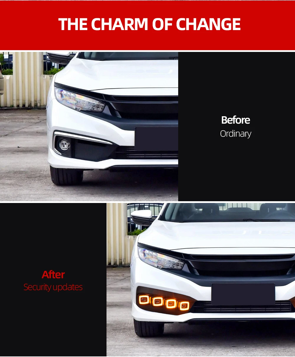 CSCSNL 2 шт. Автомобильный светодиодный DRL Дневной ходовой светильник для Honda Civic Дневной светильник с желтым сигналом поворота ночной синий