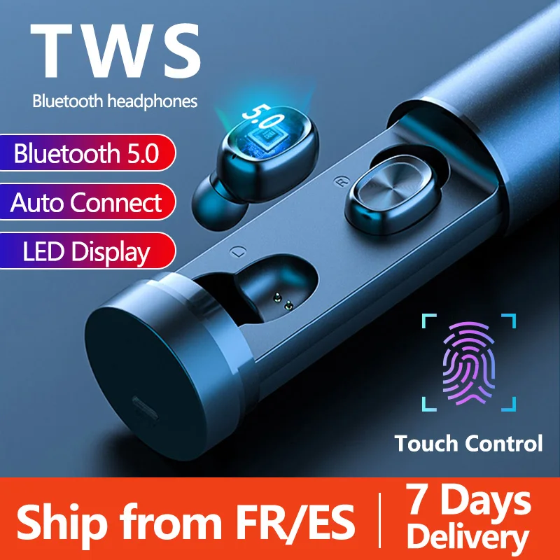

Bluetooth 5.0 True Wireless Earphones LED Power Display Stereo Earbuds Mini Sport Wireless Headphones Earphone For Smart phones