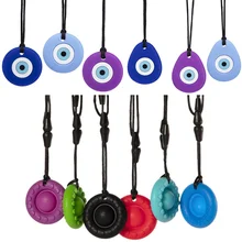 Collier à mâcher sensoriel en Silicone pour enfants, pendentif de morsure, jouets d'entraînement, anneau de dentition en Silicone pour bébés, autisme, anxiété, vente en gros 