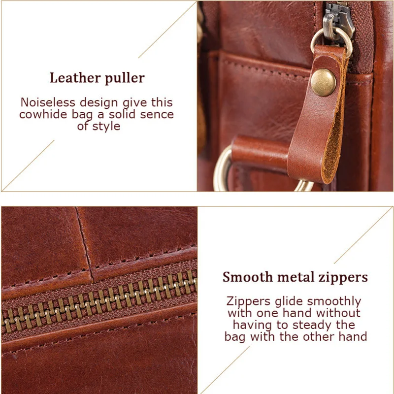 Qaulity Male Briefcase Genuine Leather Messenger Bag For Men Business Bag Vintage Designer Handbag Laptop Briefcase Bolso Hombre
