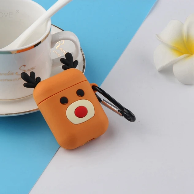 1322O7 3D чехол для наушников для AirPods 2, силиконовый чехол с милым мультяшным медведем для Apple Air pods, чехол для наушников с котом, поросенком, кольцом на палец - Цвет: 1322O7
