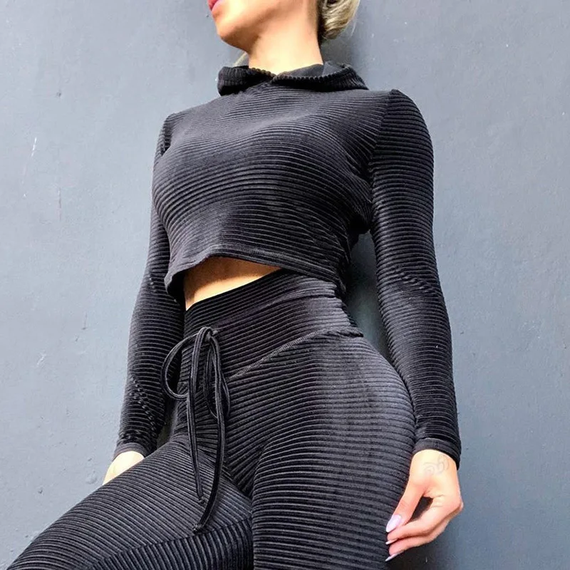 Модная женская осенняя Короткая Толстовка с капюшоном черный вязаный пуловер