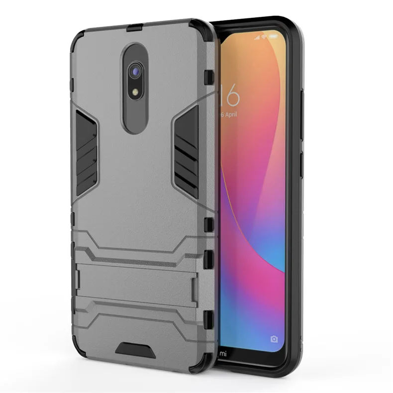 Для Xiaomi Redmi 8A Чехол резиновый робот Броня оболочка Твердый чехол на заднюю панель телефона для Xiaomi Redmi 8 защитный чехол для Redmi Note 8 pro - Цвет: Серый