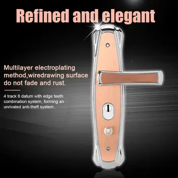 

304 Stainless Steel Mechanical Door Lock Handle Lockset Double Bolt Entrance Lever Home Security Lock