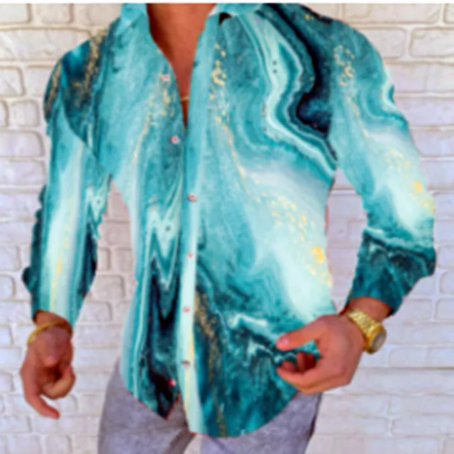 Casual Men Slim Fit Print Party Club Shirt Luxury Brand Printed Shirt 2021 Spring and Autumn Men Fashion Trend Long Sleeve Shirt YHCCS-23