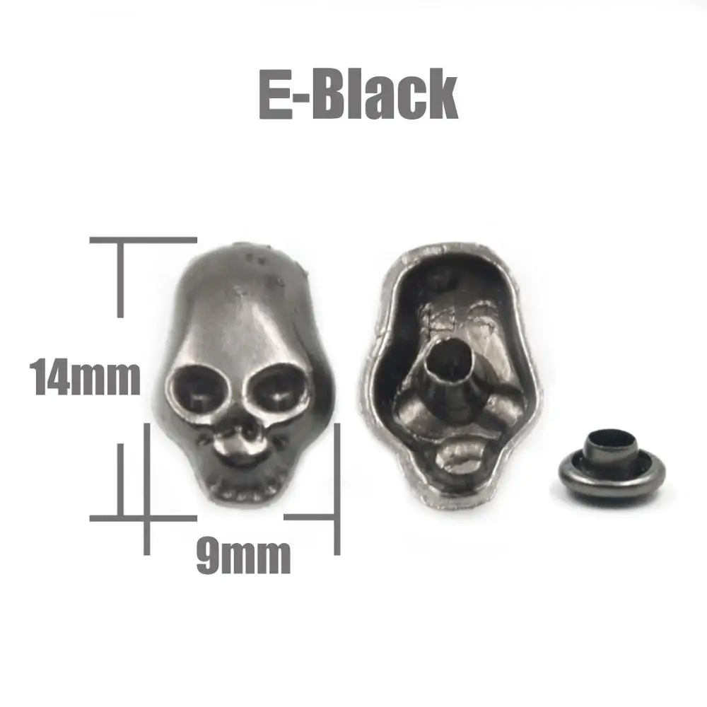 E Black 10Pcs Череп крест кость заклепки с шипами пятна Гвоздика панк-рок DIY Кожа ремесло для одежды мешок обуви части одежды аксессуары - Цвет: E Black 10Pcs