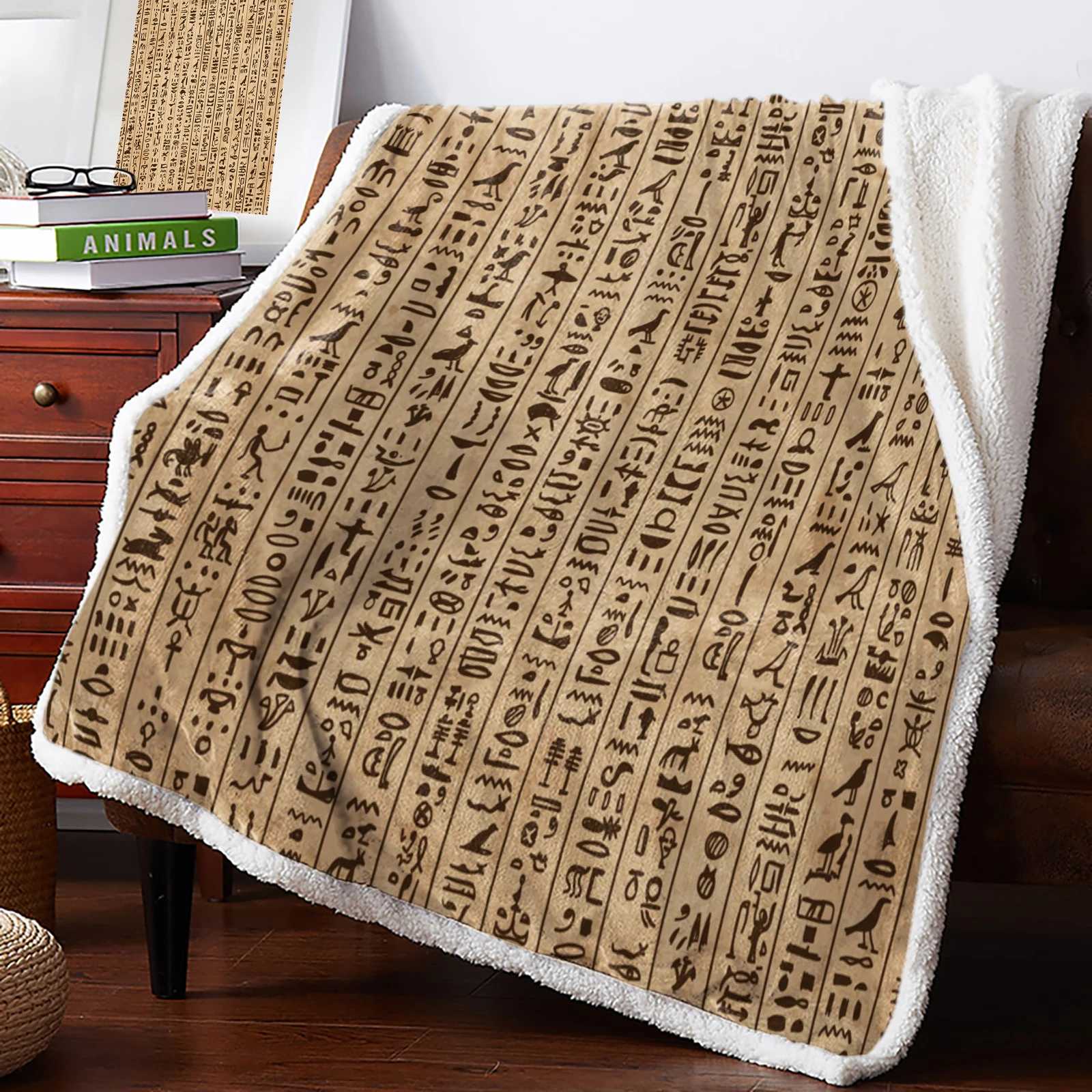 Egyptian Papyrus With Antique Hieroglyphs Throw Blanket Fleece Blankets
