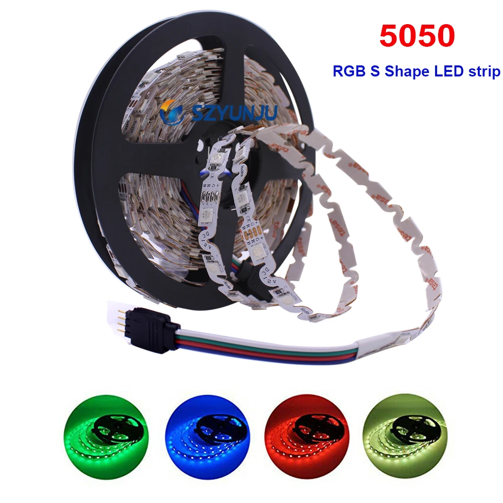 S образная SMD 5050 Светодиодная лента ультраяркая 12 В постоянного тока 5 м 300