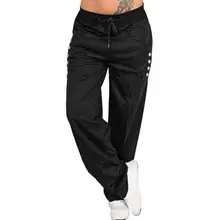

Sport Pants Elastic Waist Solid Color Women Trousers Thin Straight Wide Leg Drawstring Long Pants Ladies Clothing for Training