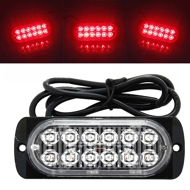 

12V-24V 12 LED Off-road Car Trucks Safety Urgent Working Fog Light Lamp Red NEW