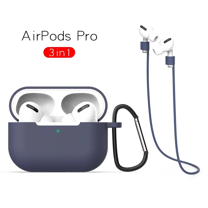 Airpods Pro W-Blue Роскошный цветной Мягкий силиконовый чехол для Airpods Pro, защитный чехол для наушников, противоскользящий чехол для Apple AirPods Pro EarPods, противоударный, Новинка - Цвет: Airpods Pro W-Blue