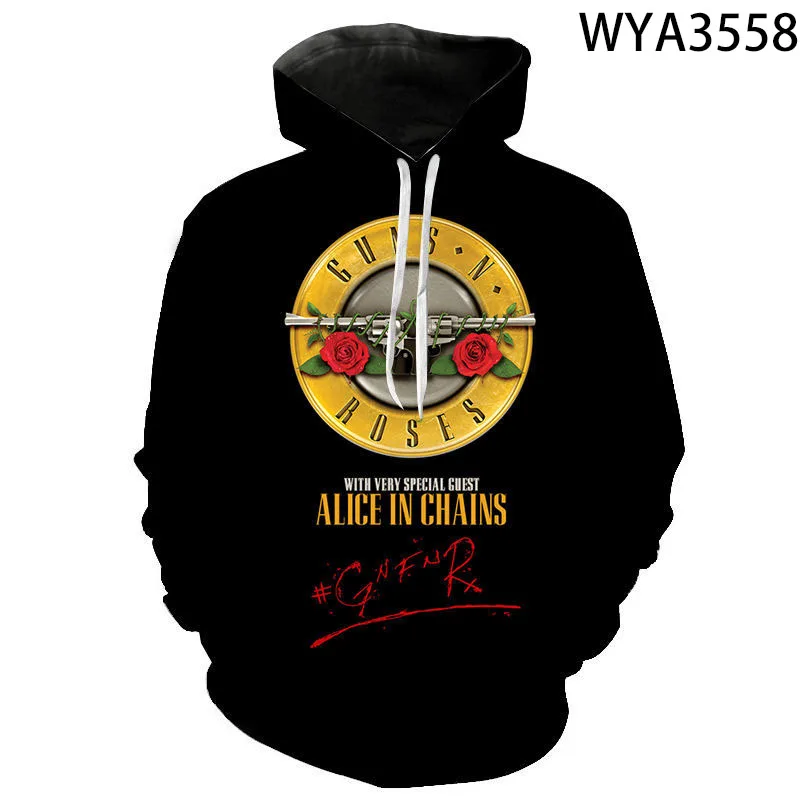 

New Hoodies Guns N Roses Men Women Children Sweatshirts 3D Printed Boy Girl Kids Streetwear Fashion Pullover Casual Hooded Coat