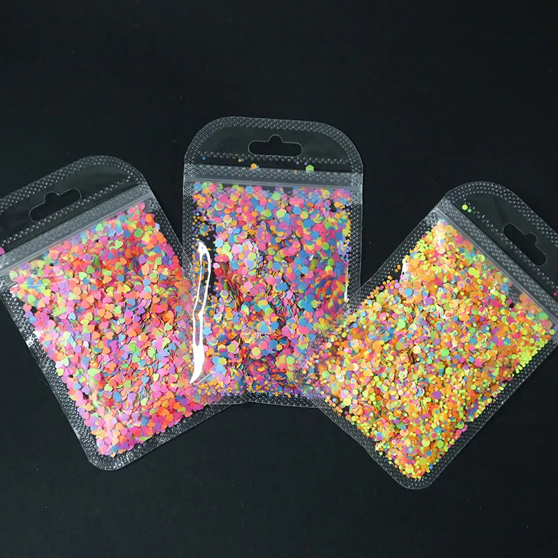 

1 Bag Neon Nail Sequins Heart/Star/Round/Hexagon Nail Art Glitter Flakes Fluorescent Color Manicure DIY Sequins 3D Tips PD065B