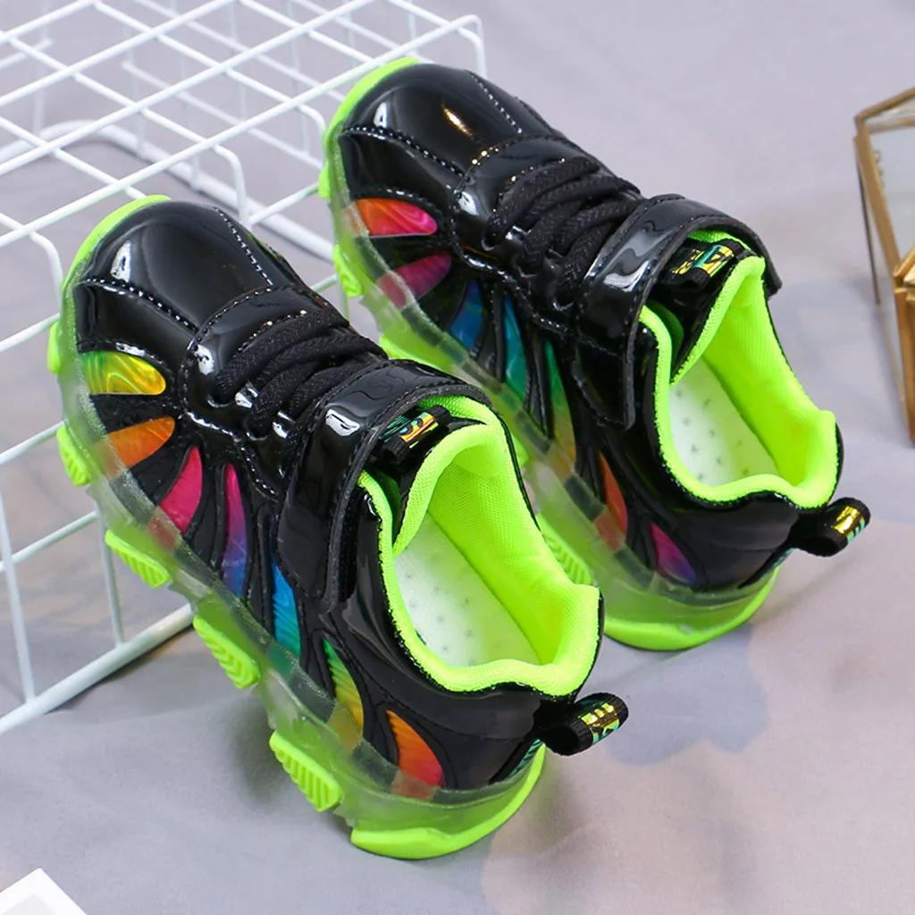 Детская обувь с подсветкой для детей, светящиеся кроссовки для мальчиков и девочек Легкая спортивная обувь Повседневный светодиодный свет обувь# C