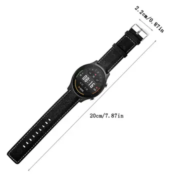 

Durable Canvas Watchband Leather Wrist Watch Strap for Xiao-mi Watch Color Kit X3UA