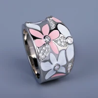 Hot Selling Exquisite Red Flower Women's Ring New Handmade Enamel Women's Jewelry Wedding Bridal Ring Party Jewelry 1