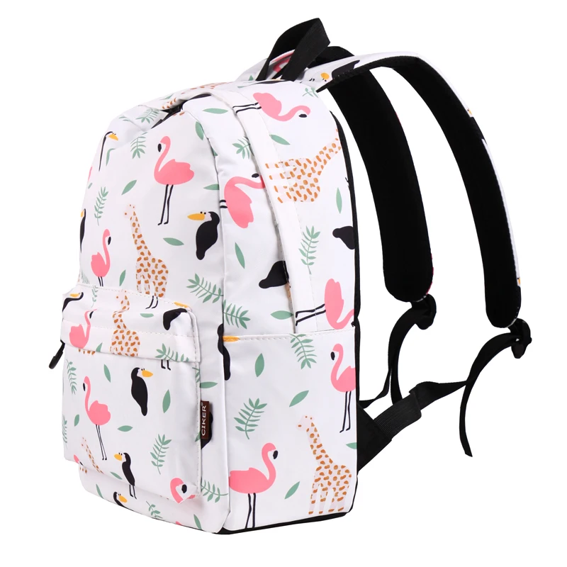 Fruits And Leaf Leather Backpack for Women Schoolbag Casual Daypack PU Backpack Cute Flamingo
