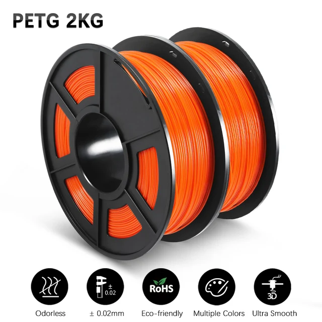 GOHIGH 2 Rolls PETG PLA SILK 3D Printing Filament 1.75MM Children Creative Model Material For 3D Pen & Printers PETG Orange 2kg