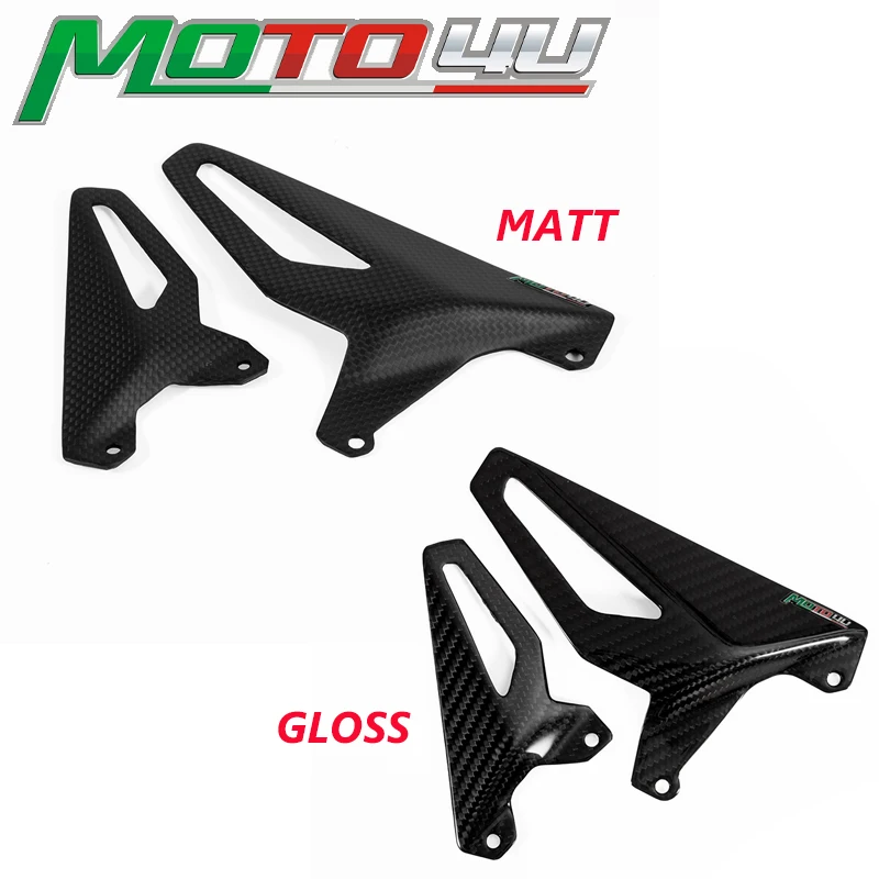 For Ducati Panigale V4 Gloss/Matt Carbon Fiber Motorcycle Heel Guard Rearset Plate Foot Peg Protector