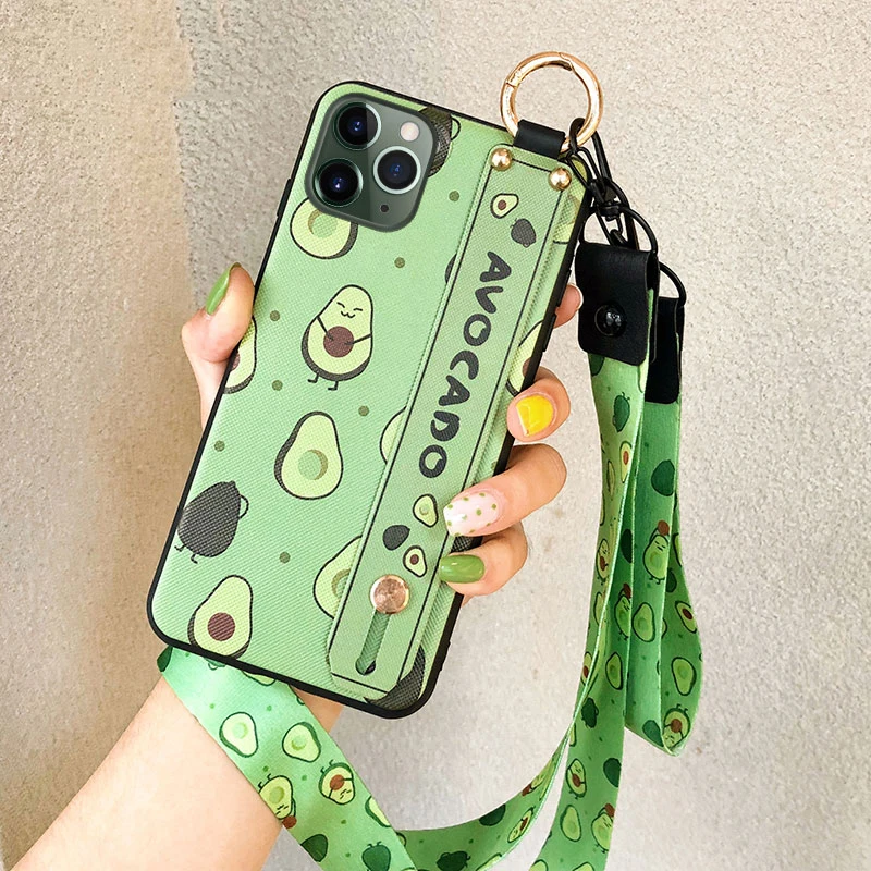 Чехол держатель для телефона iphone XR X Xs max 11 Pro Max 7 8 6 6s plus фрукты авокадо Мягкий ТПУ
